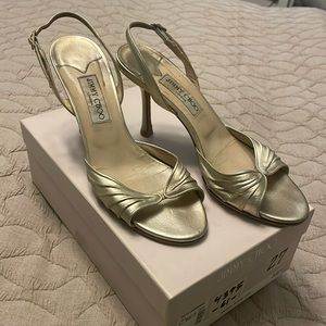 Jimmy Choo Metallic Napa Gold Heels Size 39.5